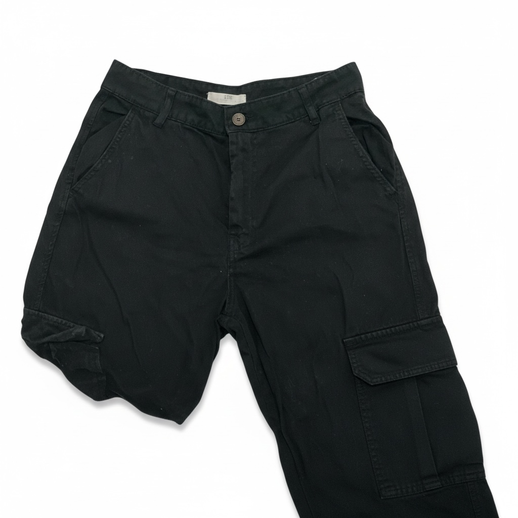 Calças Cargo Preta Stradivarius