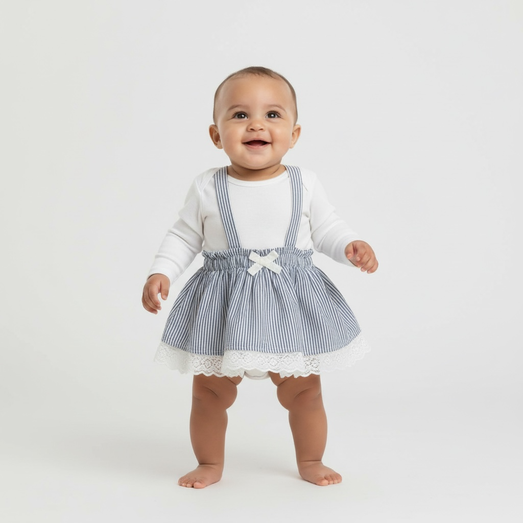 Jardineira-saia Algodão Pre-Natal 3-6M